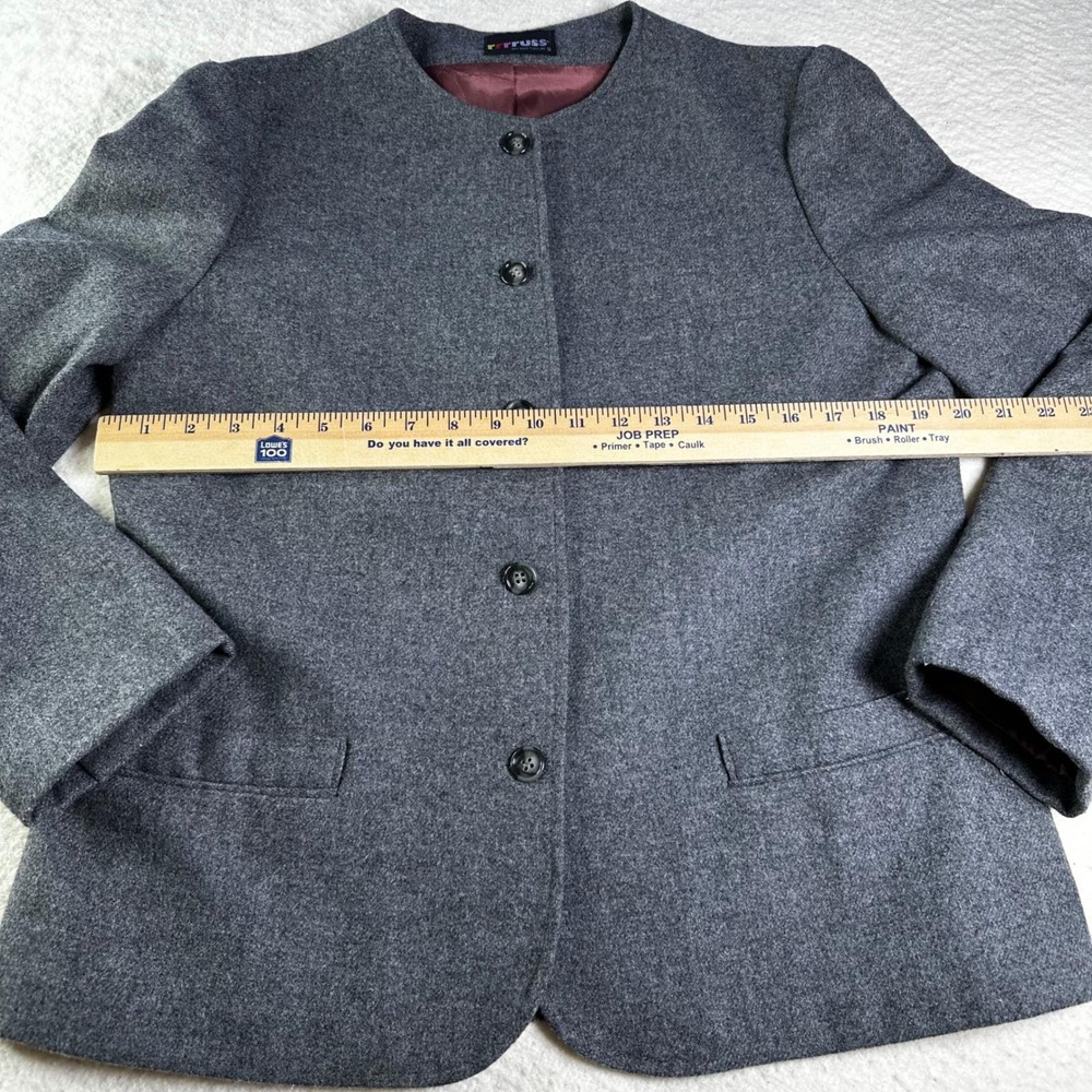 VTG RRRRuss Russ Togs INC Gray Button Front Career Wool Blazer Jacket Union - Picture 4 of 10